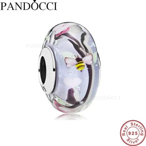 925 Sterling Silver Jewelry Enchanted Garden Murano Glass Charms Original Beads Fits Bracelets For Jewelry Making QANDOCCI