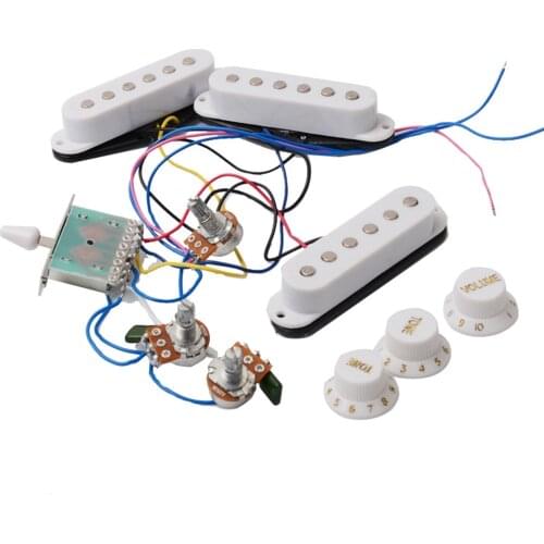 Electric Guitar Pickup Harness Pre-wired 5-way Switch 2T1V SSS Pickup For Stratocaster Electric Guitar Black And White
