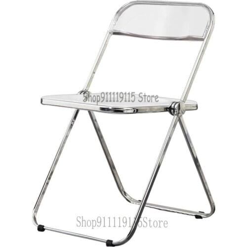 Transparent Folding Chair Family Back Dining Chair Net Red Ins Modern Simple Make-up Restaurant Metal Acrylic Chair