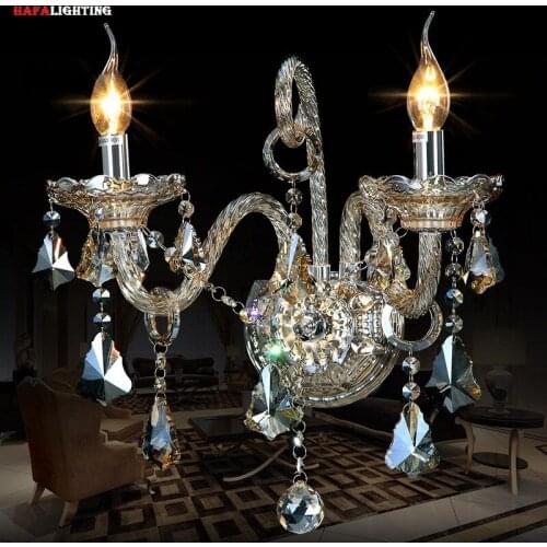 Luxury Modern Crystal wall Lamps Living Room Champagne Import Top Grade beside Crystal wall Lighting