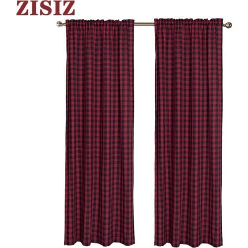 ZISIZ Christmas Blackout Curtains for Living Room Bedroom Kitchen Red thick Window Plaid Curtain Treatment Blind Drapes