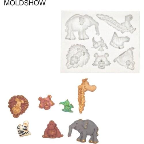 Cartoon Animals Lions/elephants/tigers/zebras/giraffes/parrots/orangutans fondant cake decorating tools chocolate silicone mold
