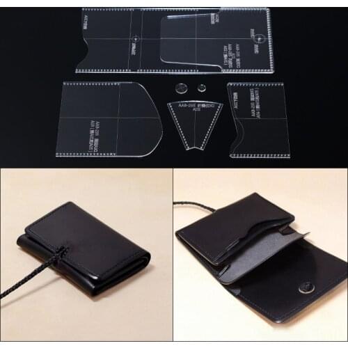 1set DIY Home Sewing Acrylic Leather Template Handmade Short Wallet Pattern Stencil For Card Holder Sewing Patterns