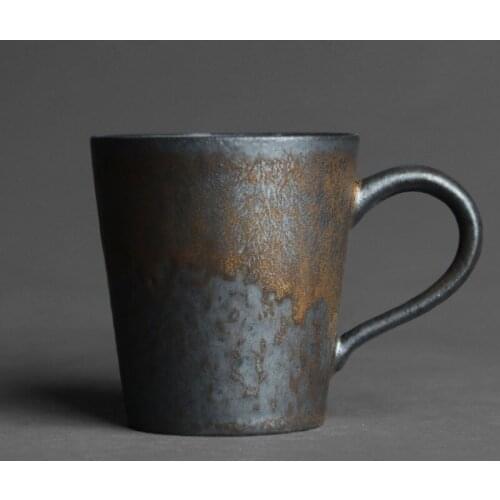 Japanese kiln blackened gold handle master tea cup handmade retro stoneware coffee milk tea cup