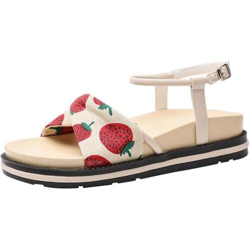 2019 New Summer Korean Version Of The Wild Student Cute Fairy Wind Network Red Roman Thick Bottom Fashion Flat Sandals Women