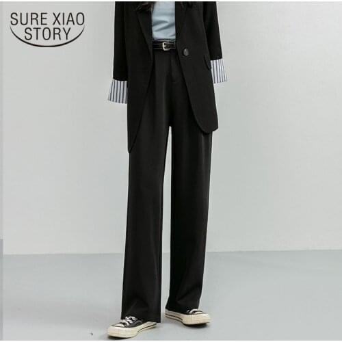 High Waist Woman Pants Wide Leg Pants 2021 Autumn Black Loose Casual Trousers Fashion Clothes Suit Solid Female Pantalon 11176