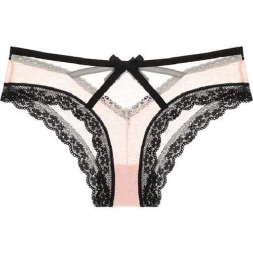 Ladies sexy bow romantic lace ultra-thin breathable comfortable ladies low waist briefs
