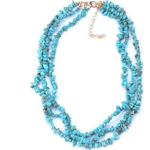 2021 Fashion ZA Triple Stone Necklace for Women Boho Solid Color Handmade Beads Necklaces Summer Jewelry Gifts Wholesale