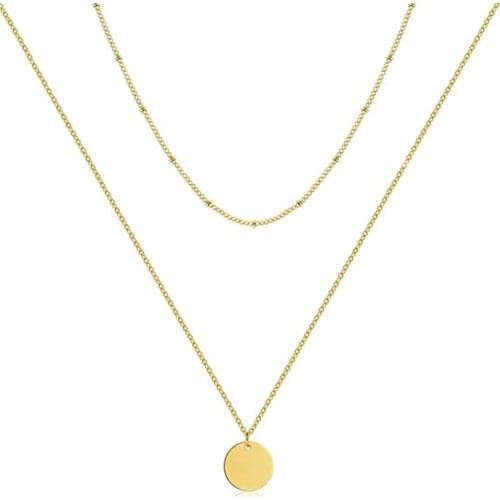 ZMZY Cute Punk Layered Stainless Steel Chain Necklace Neck Chains for Women Vintage Femme Necklace Clavicle Jewelry