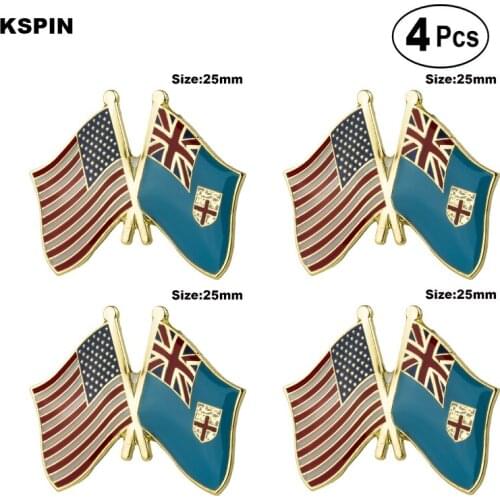 U.S.A.& Fiji Friendship Flag Pin Lapel Pin Badge Brooch Icons 4pcs