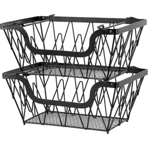 2 Tier Metal Fruit Basket Display Stand Vegetables Fruits Bread Counter Storage Organizer Kitchen Bathroom Decoration