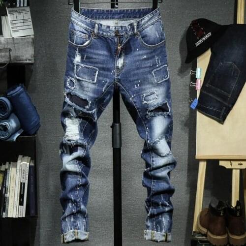 2021 Fashion Casual students personality skinny jeans men trendy mens slim feet pants