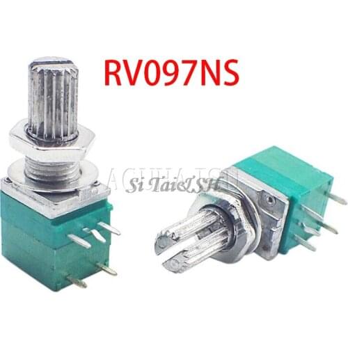 5pcs RV097NS 5K 10K 20K 50K 100K 500K B5K with a switch audio 5pin shaft 15mm amplifier sealing potentiometer
