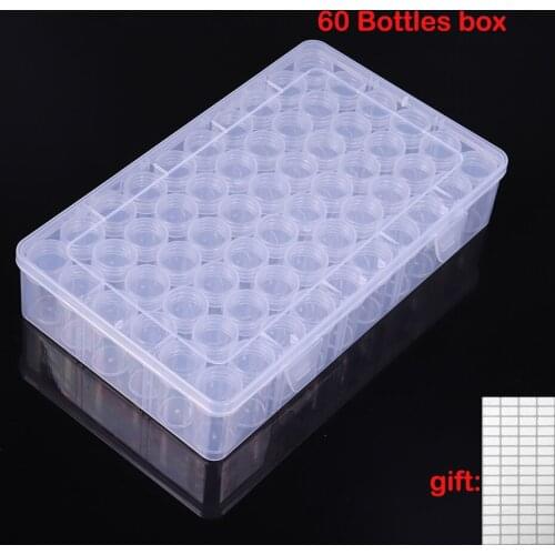 60 Bottles Box Transparent Container Case Diamond Painting Accessories Diamond Embroidery Beads Storage Box Organizer Tools