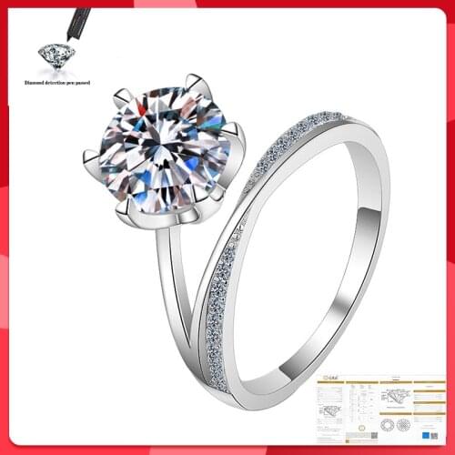9.5mm Moissanite Ring High Quality 100% S925 Sterling Silver Wedding Anniversary 3CT Luxury D Color VVS1 Flower Ring Gift
