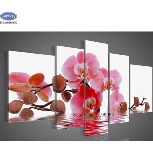 Diamond embroidery sale 5d diamond painting Orchid 5 pcs full diamond mosaic 3d picture of rhinestones cross-stitch christmas