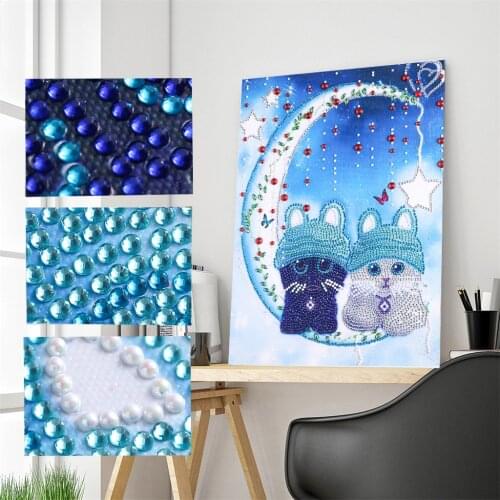Diamond Painting Couples Cat Needlework Diamond Embroidery Animal Home Decoration Partial Round Drill Special Shaped 5D DIY
