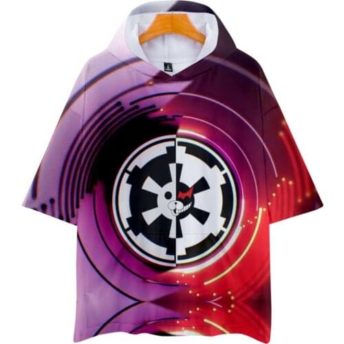 Anime Super Danganronpa Oversized T-shirt Bear 3D Printed Hooded Women Men Cosplay Costume Monokuma White Black Cartoon Casual