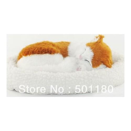 Free shipping plush breathing cat toy real looking cat animal toy