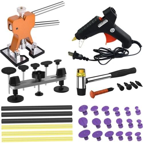 PAINTLESS DENT REPAIR TOOLS KIT DENT LIFTER DENT REMOVAL PULLING TABS SUCTION CUP PLATE HOT MELT GLUE GUN PRO PULLING BRIDGE