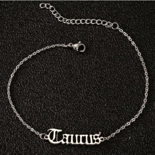 12 Constellation Old English Letter Aries Leo Virgo Gemini Anklet Bracelet Jewelry Zodiac Sign Astrology Anklets Birthday Gift