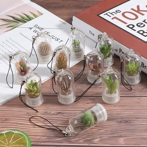 DIY Succulent Plant pendant Cactus Miniature Succulent Cactus Terrarium Wearable Necklace Live Random Style 2.5*5cm