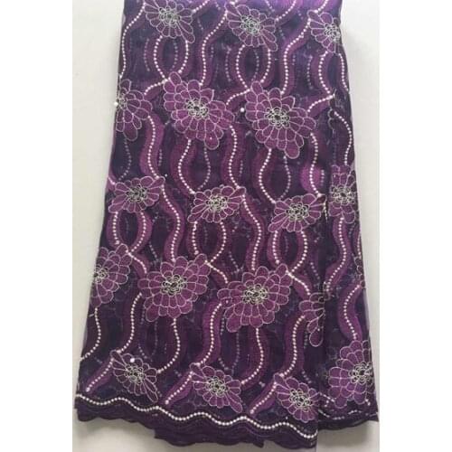PURPLE High Quality Nigerian Lace Fabrics 2020 With stones African French Net Lace Fabric Embroidered Tulle Mesh Lace YLL3051