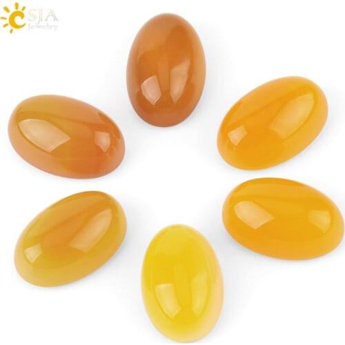 CSJA 20x30mm Natural Yellow Onyx Cabochon for Making Rings Oval Shape Agates Loose Bead CAB Jewelry Findings DIY Crafts 1pc G276