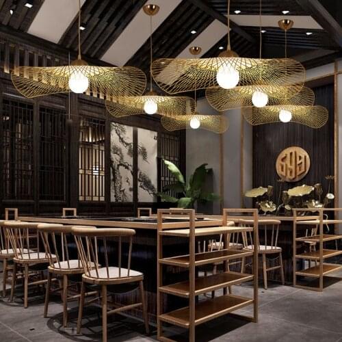 Chinese Hand Knitted Bamboo Pendant Lights Weaving Hanging Lamp Garden Restaurant Home Decor Lighting Fixtures
