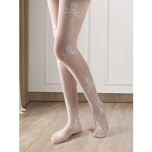 New Product Halloween Skull Pantyhose Fishnet Socks Sexy Small Net Hollow Jacquard Socks Ladies Panty Socks Fishnet Sexy Women