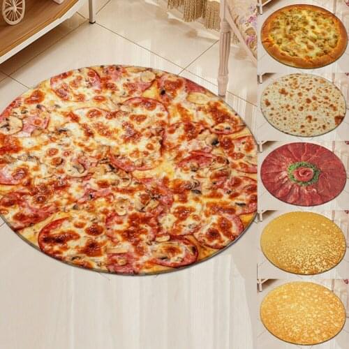 2019 New 3D Simulation Pizza Tortilla Blanket Burrito Blanket Round Anti-slip Bathroom Carpet 40/60/90CM