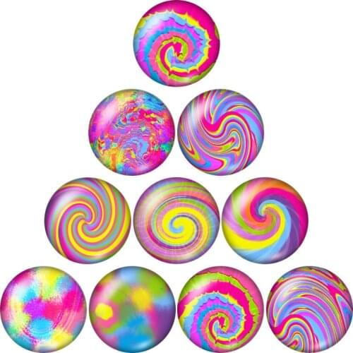 Beauty Rotating pattern colorful Line 10pcs 12mm/16mm/18mm/25mm Round photo glass cabochon demo flat back Making findings ZB0542