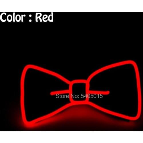 Hot Sales Birthday Party Supplies 10 Colors Optional Glowing EL Wire Bowtie with DC3V Inverter For Party Favors