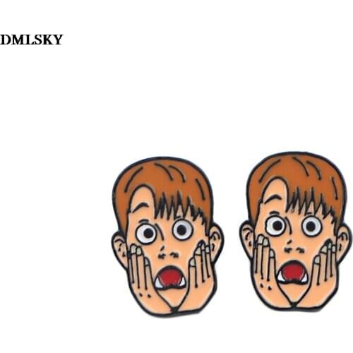 MD093 DMLSKY Cartoon Funny Boy Alloy Stud Earrings Women Fashion Kids Stainless Steel Earrings Charm Jewelry Gifts