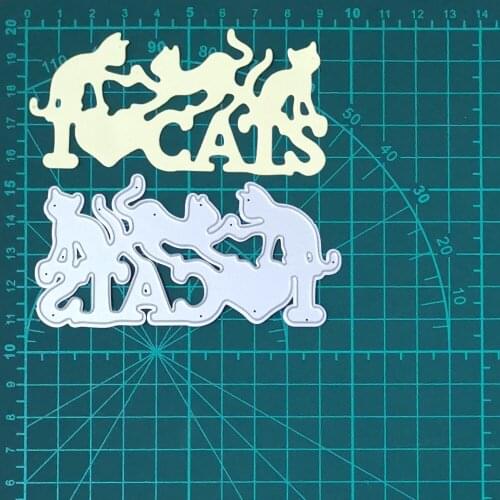 'Cats' Letter & Cat Metal Cutting Dies For Stamps Scrapbooking Stencils DIY Paper Album Cards Decoration Embossing 2020 New