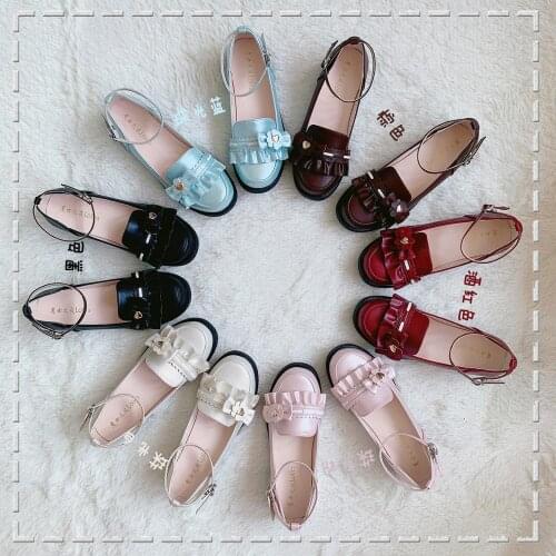Cute little leather shoes Japanese round head student soft sister womens shoes shallow mouth kawaii shoes cosplay loli daily