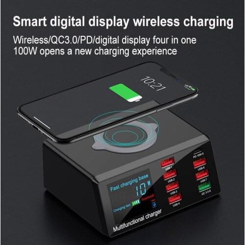 Multi-function mobile phone fast charger QC3.0 multi-port USB smart number display voltage and current PD/18W flash fast charge