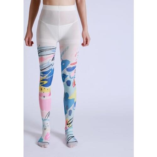 Fashion Sexy Designs Scrawl Pattern Digital Print Tights Womens Pantyhose Ladies Thick Soft Stockings