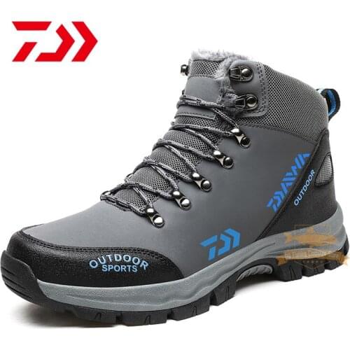 2021 Daiwa Men Fishing Shoes Winter Plus Velvet Warm Breathable Anti-skid Snow Boots Outdoor Travel Camping Hiking Fishing Shoes