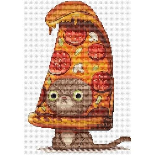 Mm Rabbit and fox with love cross stitch kit Animal cotton thread Love lock canvas stitching embroidery DIY Pizza cat