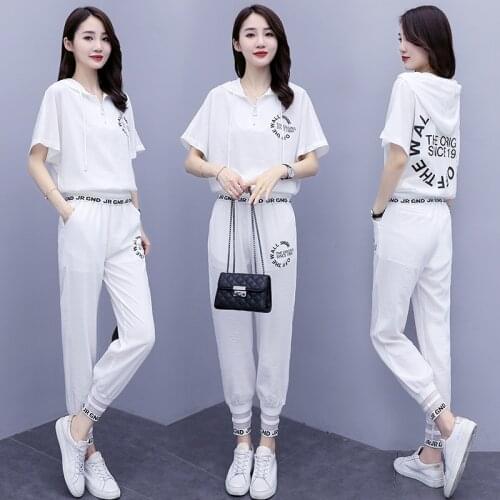 2021 Newcasual Pullover Two Piece Set Solid Fashion Trousers Suit Set Ensemble Femme Survetement Summer Costumes For Women