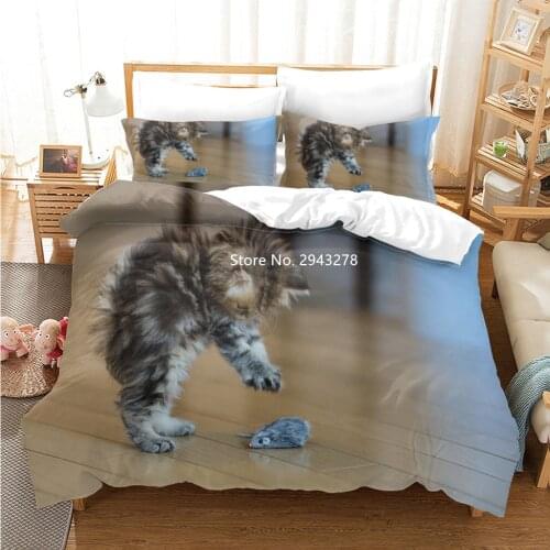 New 3D Cat Pattern Bedding Printed Cute Heal Home Spin Quilt Cover and Pillowcase Bedroom Decoration Full-size Adult Children