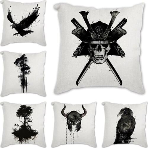 New Japanese style ink Pillow Covers Polyester 45X45CM Throw Pillows Cover Modern Fashion Livingroom Sofa/Bed Cushions Case