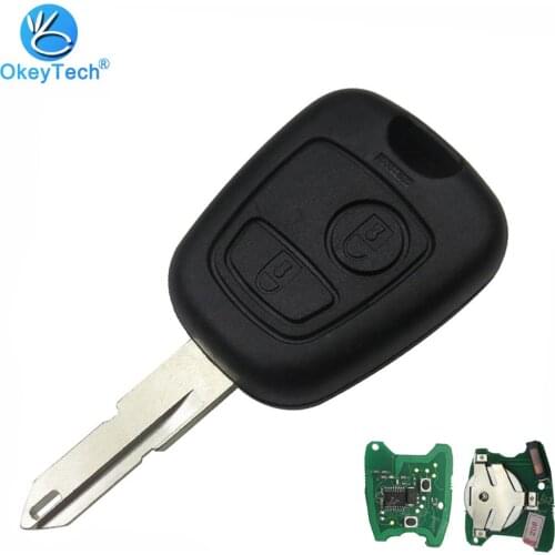 OkeyTech 2 Button Remote Key 433mhz ID46 PCF7961 Transponder Chip Uncut Blank NE73 Blade for Peugeot 206 207 Citroen C1 C2 C4
