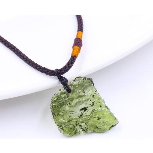 Natural Czech Glass Meteorite Necklace Pendants Crystal Gravel Green Charm Moldavite Jewelry For Men Women Necklaces Decor Gift