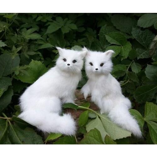 A pair of cute simulation fox toys polyethylene & furs white fox dolls gift 2060