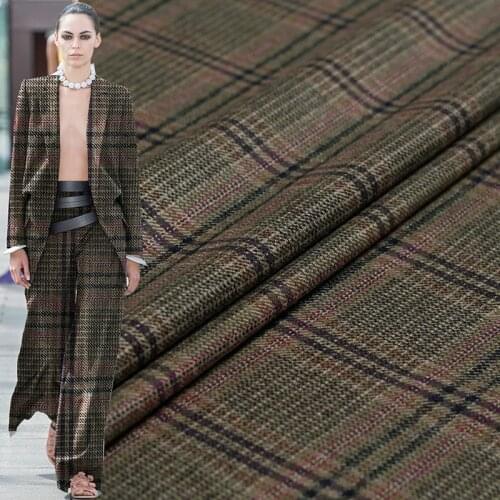 Pearlsilk Japanese Plaid Yarn Dyed Wollen Wool Fabrics 100%Wool Material Autumn Women Jacket Sewing Cloth Tailor Freeshipping