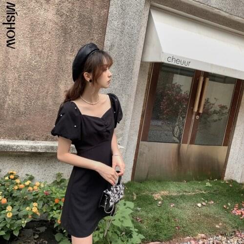 MISHOW Dresses For Women 2021 Fashion Embroidered Flares Clothing Elegant Short Sleeve A-line Dress Female Vestidos MXA21L0020