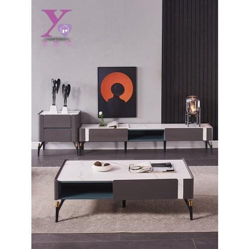 Italian style simple rock tea table TV cabinet modern simple rectangular size apartment living room tea table floor cabinet