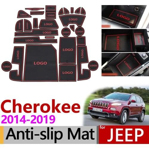Anti-Slip Rubber Cup Cushion Gate Slot Mat for Jeep Cherokee KL 2014 2015 2016 2017 2018 2019 Accessories Stickers Car Styling